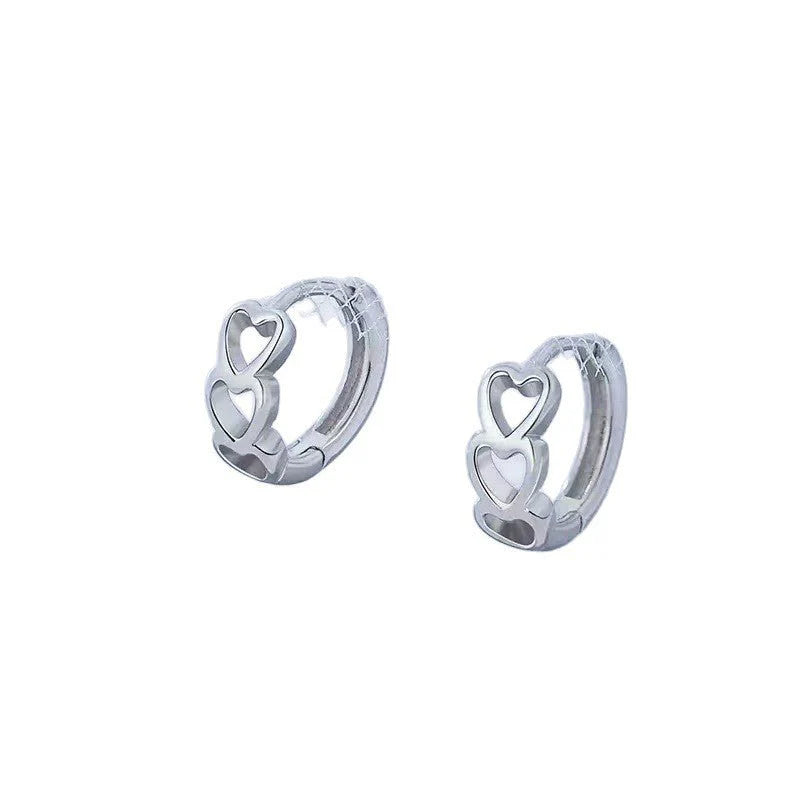Womens Niche-design Instagram-style Minimalist And Cool-toned Trendy Heart-shaped Hoop Earrings