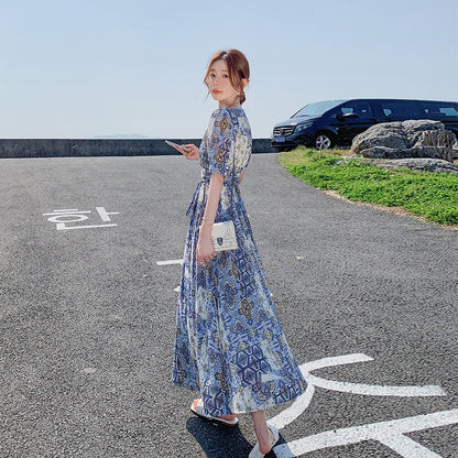 Elegant Floral-print Chic Dress