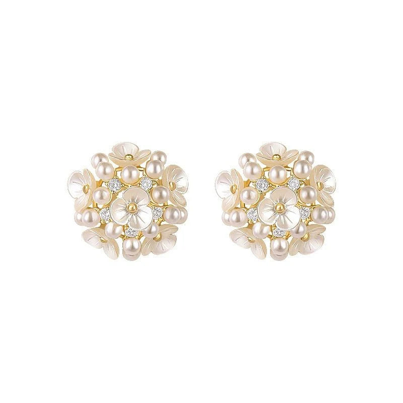 Fashionable Pearl Petal Earrings For Women