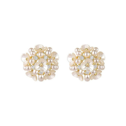 Fashionable Pearl Petal Earrings For Women