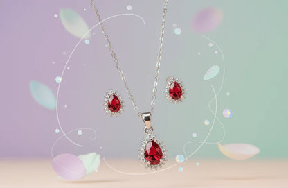 Red Teardrop Cubic Zirconia Set