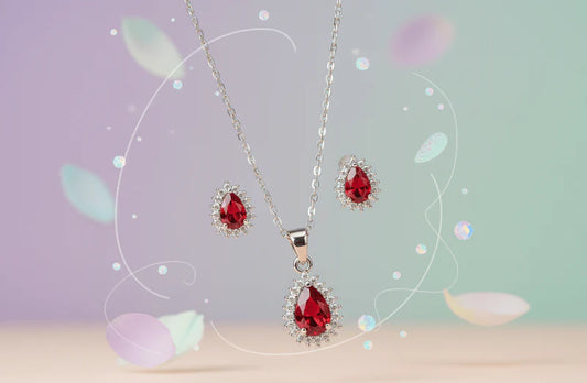 Red Teardrop Cubic Zirconia Set