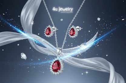 Red Teardrop Cubic Zirconia Set