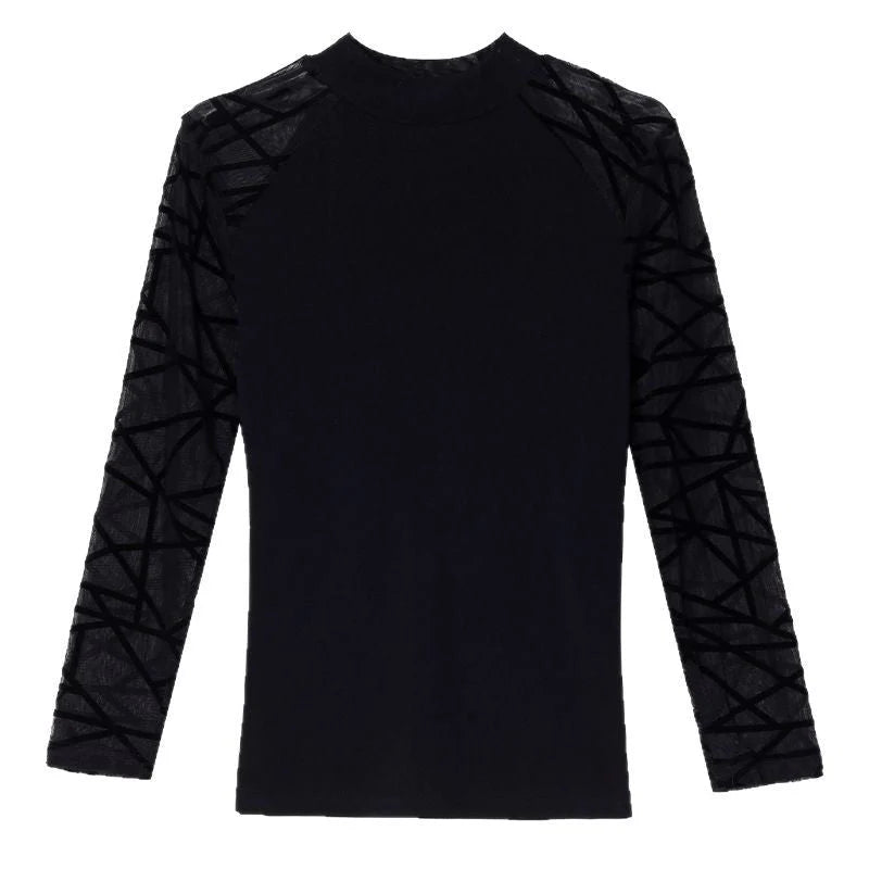 Spring New Arrival Lace-spliced Flocking Slim-fit