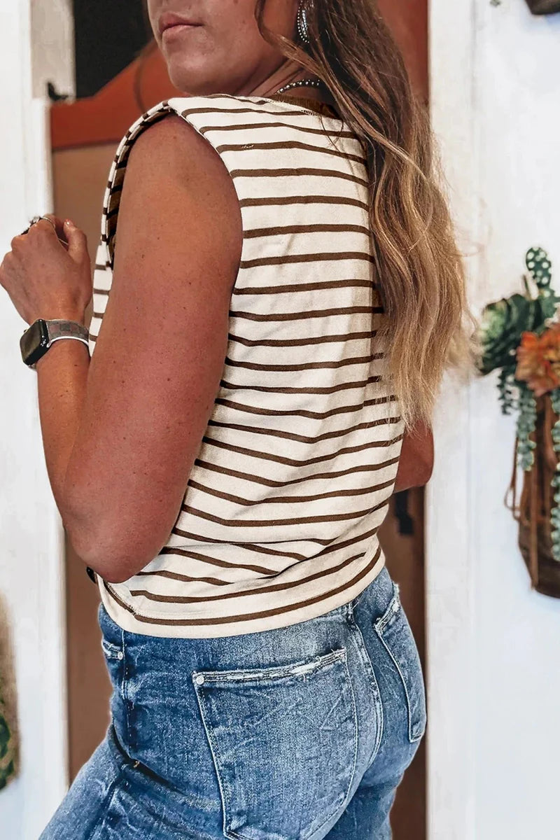 Women's Casual Simple Crew-Neck Striped Pullover Top