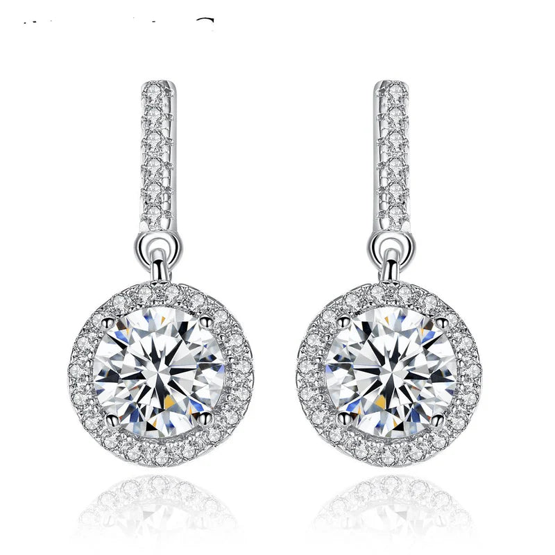 Womens Round Full-Diamond-Inlaid Fashion Earrings