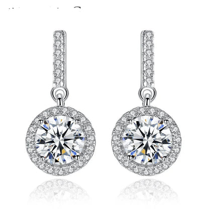 Womens Round Full-Diamond-Inlaid Fashion Earrings