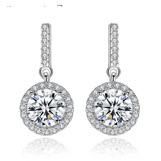Womens Round Full-Diamond-Inlaid Fashion Earrings
