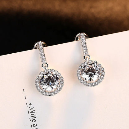 Womens Round Full-Diamond-Inlaid Fashion Earrings